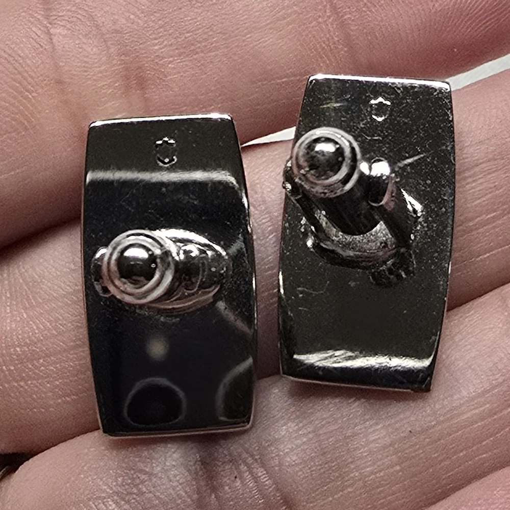 Vtg Hickock USA Silvertone MCM 1960's Silvertone Chevron Cufflinks & Tie Clip